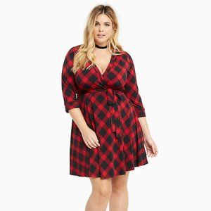 Torrid Red Plaid Wrap Dress